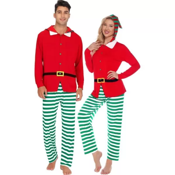 SWOMOG Matching Family Pajama Sets Christmas Long Sleeve Sleepwear Holiday NightwearMen Red