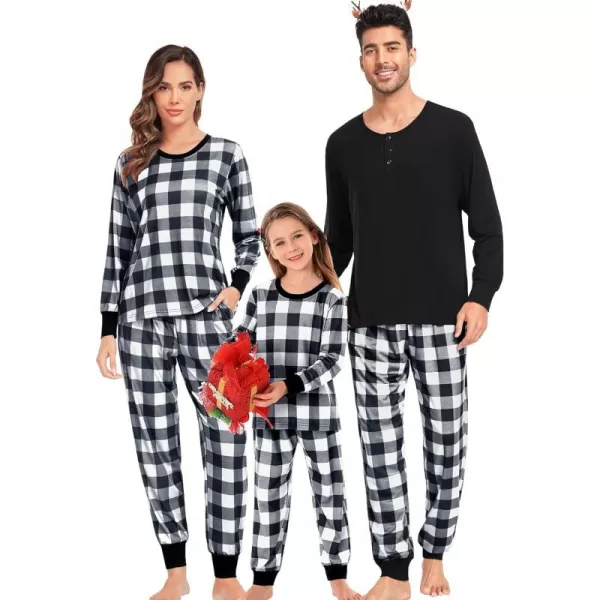 SWOMOG Matching Family Pajamas Christmas Pj Long Sleeve Plaid Holiday SleepwearKids White Plaid