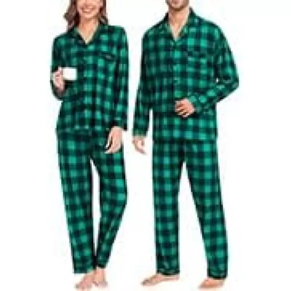 SWOMOG Matching Family Pajamas Christmas Pj Long Sleeve Plaid Holiday SleepwearMen Green Plaidbutton