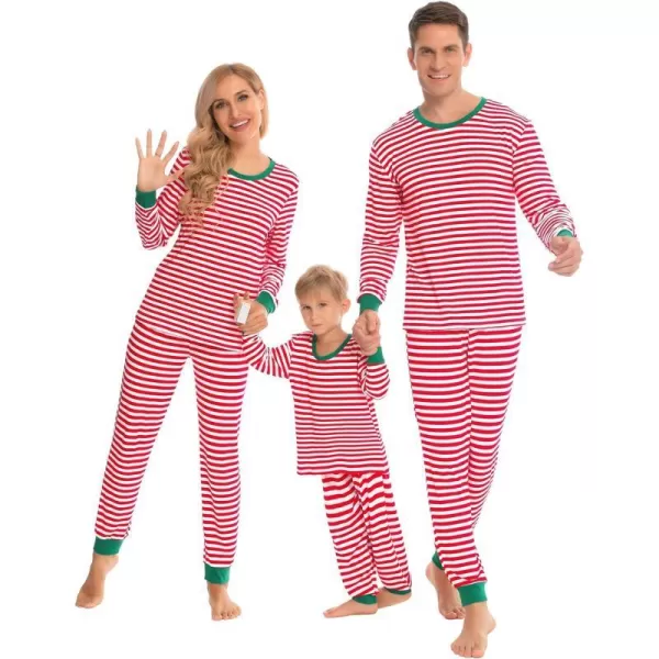 SWOMOG Matching Family Pajamas SetsOnesie Pajama Christmas PJs Holiday Nightwear with Long PantsButton Jumpsuit SleepwearKids 2 Piecered Stripe