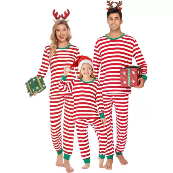 SWOMOG Matching Family Pajamas SetsOnesie Pajama Christmas PJs Holiday Nightwear with Long PantsButton Jumpsuit SleepwearKids 2 Piecered Thick Stripe