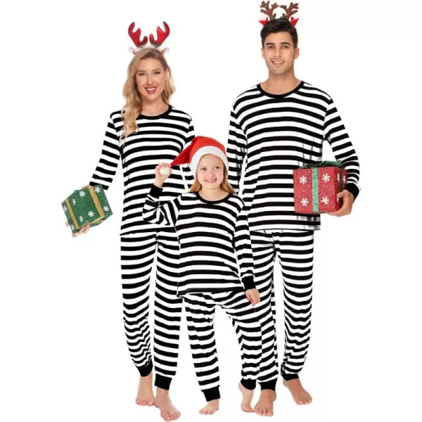 SWOMOG Matching Family Pajamas SetsOnesie Pajama Christmas PJs Holiday Nightwear with Long PantsButton Jumpsuit SleepwearMen 2 Pieceblack Thick Stripe