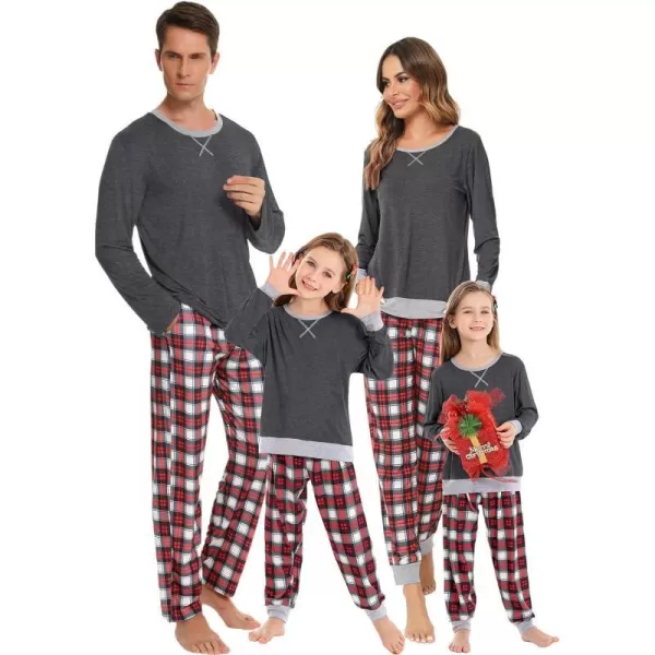 Kids Dark Grey- Red Grid