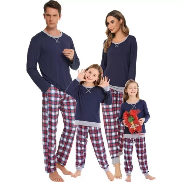 Kids Navy Blue- Red Grid