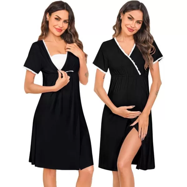 SWOMOG Women 3 in 1 DeliveryLaborNursingMaternity Nightgown Short Sleeve Pleated Hospital Dress for BreastfeedingSXXLSWOMOG Women 3 in 1 DeliveryLaborNursingMaternity Nightgown Short Sleeve Pleated Hospital Dress for BreastfeedingSXXL