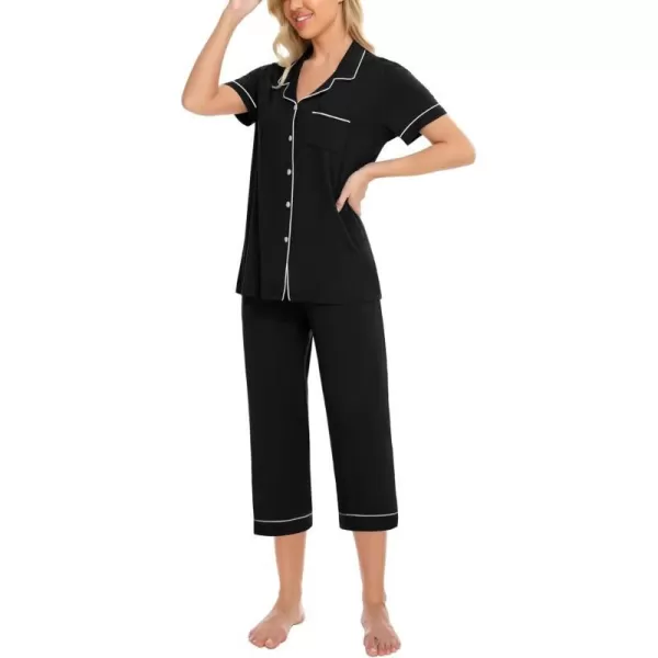 SWOMOG Womens Button Down Pajamas Set Short Sleeve SleepwearSWOMOG Womens Button Down Pajamas Set Short Sleeve Sleepwear