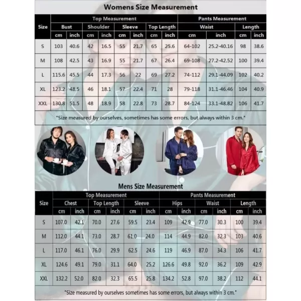 SWOMOG Couples Matching Pajamas Set Silk Satin Long Sleeve Sleepwear Soft Button Down Loungewear Pj SetDeep Green
