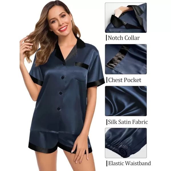 SWOMOG Couples Pajama Set Women ampamp Men Silk Satin Short Sleeve Set Top and Shorts Sleepwear Soft ButtonDown LoungewearDeep Grey