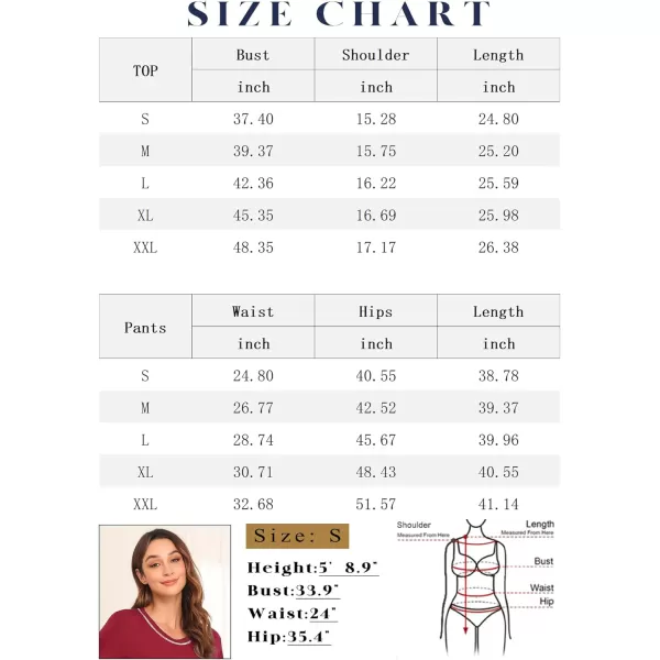 SWOMOG Pajamas Set Womens Long Sleeve Sleepwear Soft Modal Classic Loungewear Pj SetShort Sleevewine Red