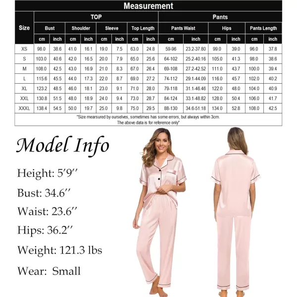 SWOMOG Women Satin Pajamas Set Short Sleeve Top ampamp Pants Sleepwear Silky Button Down Nightwear 2pcs Loungewear Pjs SetBlush Pink