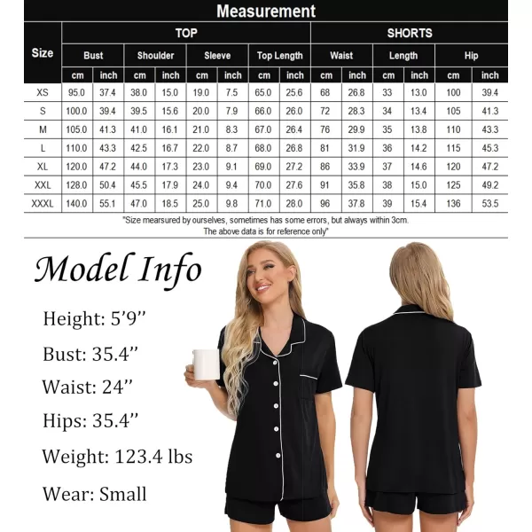 SWOMOG Womens Button Down Pajamas Set Short Sleeve Sleepwear Bride Soft Pj Lounge Sets XS3XLBlack