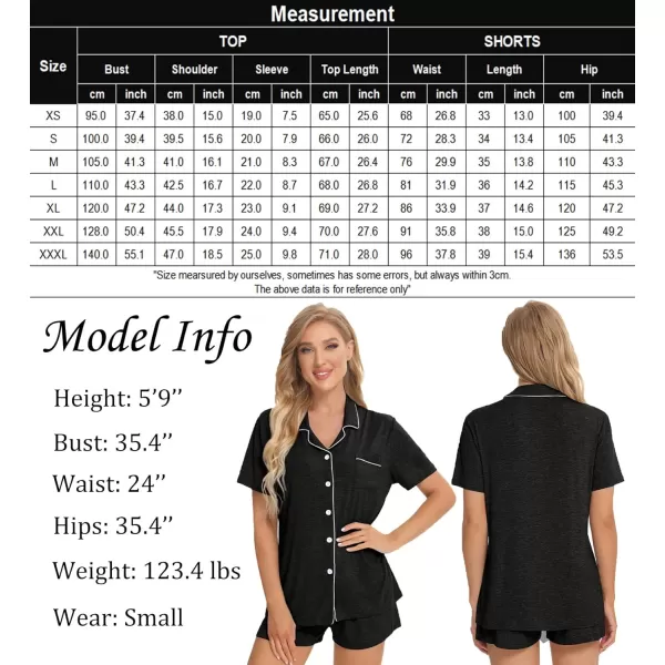 SWOMOG Womens Button Down Pajamas Set Short Sleeve Sleepwear Bride Soft Pj Lounge Sets XS3XLBlack Grey