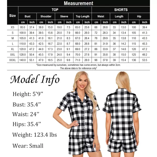 SWOMOG Womens Button Down Pajamas Set Short Sleeve Sleepwear Bride Soft Pj Lounge Sets XS3XLChristmas Wihte Black Plaid