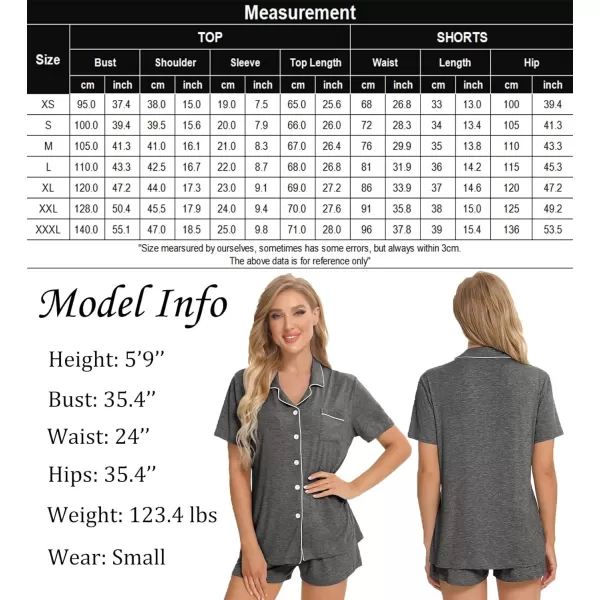 SWOMOG Womens Button Down Pajamas Set Short Sleeve Sleepwear Bride Soft Pj Lounge Sets XS3XLDeep Grey