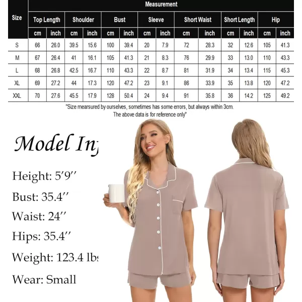 SWOMOG Womens Button Down Pajamas Set Short Sleeve Sleepwear Bride Soft Pj Lounge Sets XS3XLEcru