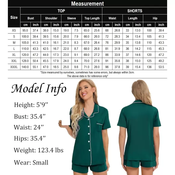 SWOMOG Womens Button Down Pajamas Set Short Sleeve Sleepwear Bride Soft Pj Lounge Sets XS3XLGreen