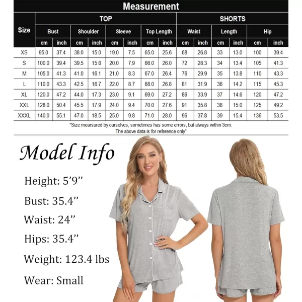 SWOMOG Womens Button Down Pajamas Set Short Sleeve Sleepwear Bride Soft Pj Lounge Sets XS3XLGrey