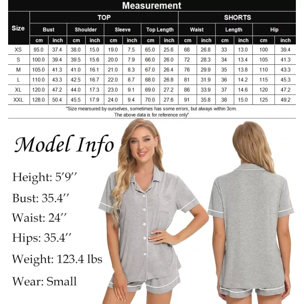 SWOMOG Womens Button Down Pajamas Set Short Sleeve Sleepwear Bride Soft Pj Lounge Sets XS3XLGrey Piping Trim