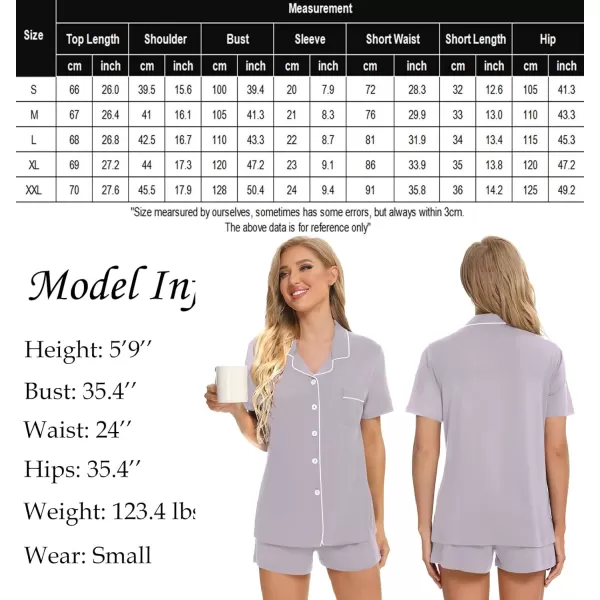 SWOMOG Womens Button Down Pajamas Set Short Sleeve Sleepwear Bride Soft Pj Lounge Sets XS3XLLilac