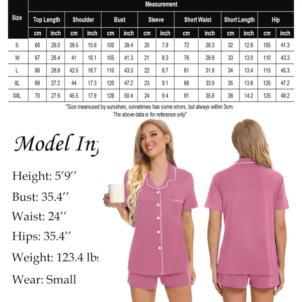 SWOMOG Womens Button Down Pajamas Set Short Sleeve Sleepwear Bride Soft Pj Lounge Sets XS3XLMauve