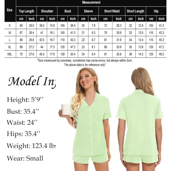 SWOMOG Womens Button Down Pajamas Set Short Sleeve Sleepwear Bride Soft Pj Lounge Sets XS3XLMint Green