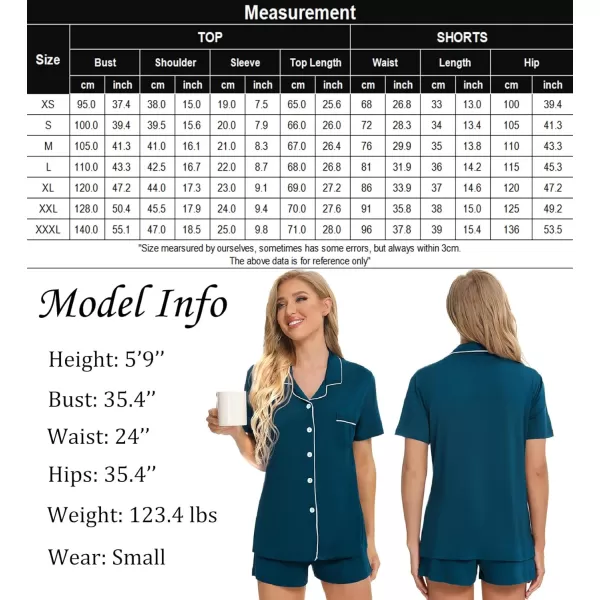 SWOMOG Womens Button Down Pajamas Set Short Sleeve Sleepwear Bride Soft Pj Lounge Sets XS3XLOxford Blue