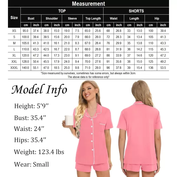 SWOMOG Womens Button Down Pajamas Set Short Sleeve Sleepwear Bride Soft Pj Lounge Sets XS3XLPeach Pink