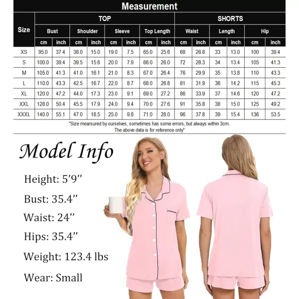 SWOMOG Womens Button Down Pajamas Set Short Sleeve Sleepwear Bride Soft Pj Lounge Sets XS3XLPink