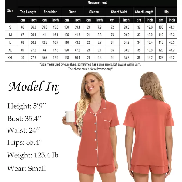 SWOMOG Womens Button Down Pajamas Set Short Sleeve Sleepwear Bride Soft Pj Lounge Sets XS3XLSalmon