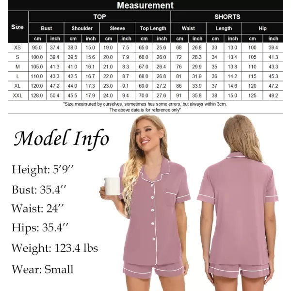 SWOMOG Womens Button Down Pajamas Set Short Sleeve Sleepwear Bride Soft Pj Lounge Sets XS3XLTaro Purple Piping Trim