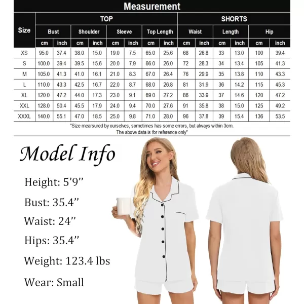 SWOMOG Womens Button Down Pajamas Set Short Sleeve Sleepwear Bride Soft Pj Lounge Sets XS3XLWhite