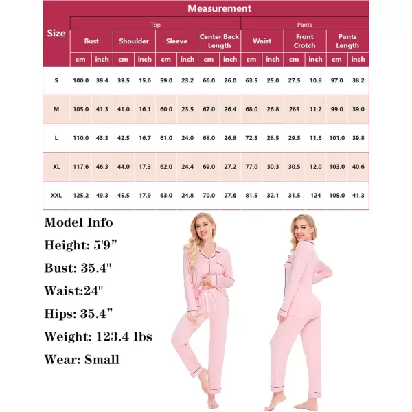 SWOMOG Womens Pajamas Set Long Sleeve Sleepwear Button Down Nightwear Soft Cotton Pj Lounge SetsPink