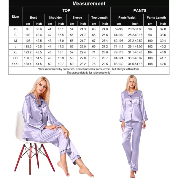 SWOMOG Womens Silk Satin Pajamas Set Long Sleeve Button Down Sleepwear 2 Piece Lounge Set Pj Set XS3XLLavender