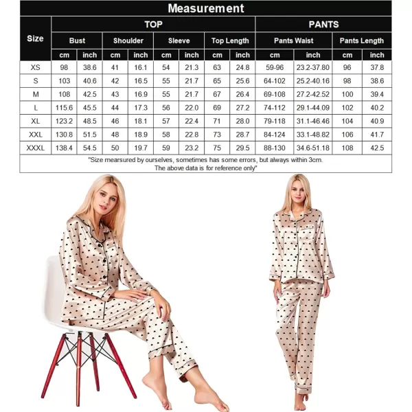 SWOMOG Womens Silk Satin Pajamas Set Long Sleeve Button Down Sleepwear 2 Piece Lounge Set Pj Set XS3XLPattern 9