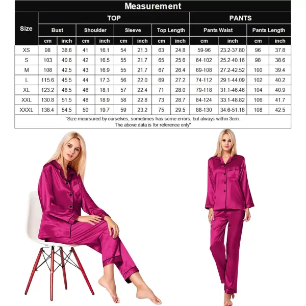 SWOMOG Womens Silk Satin Pajamas Set Long Sleeve Button Down Sleepwear 2 Piece Lounge Set Pj Set XS3XLPitaya