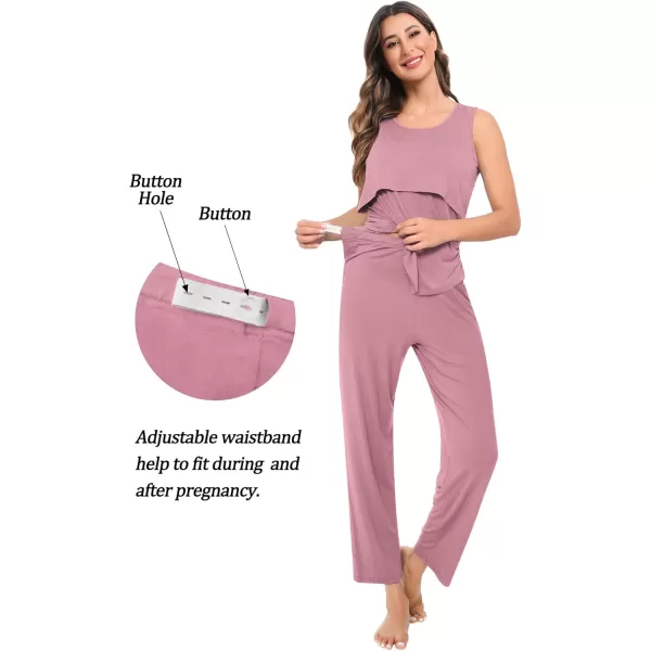 imageSWOMOG Maternity Nursing Robe Set 3 PCS Women Postpartum Pajamas Breastfeeding Labor Delivery Hospital Pregnancy PjsTaro Purple