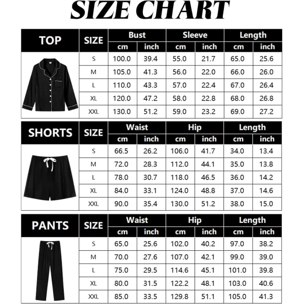 imageSWOMOG Womens 3pcs Button Down Pajamas Set Short Sleeve Sleepwear Bride Pj Lounge Set with Long PantsLong Sleeve Black