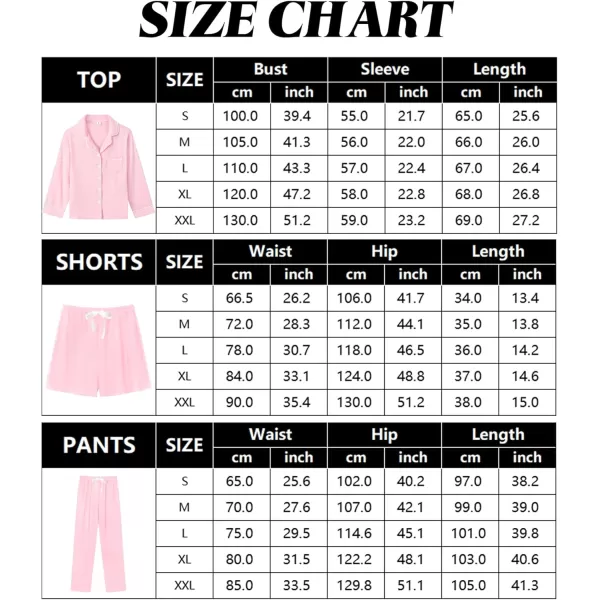 imageSWOMOG Womens 3pcs Button Down Pajamas Set Short Sleeve Sleepwear Bride Pj Lounge Set with Long PantsLong Sleeve Pink