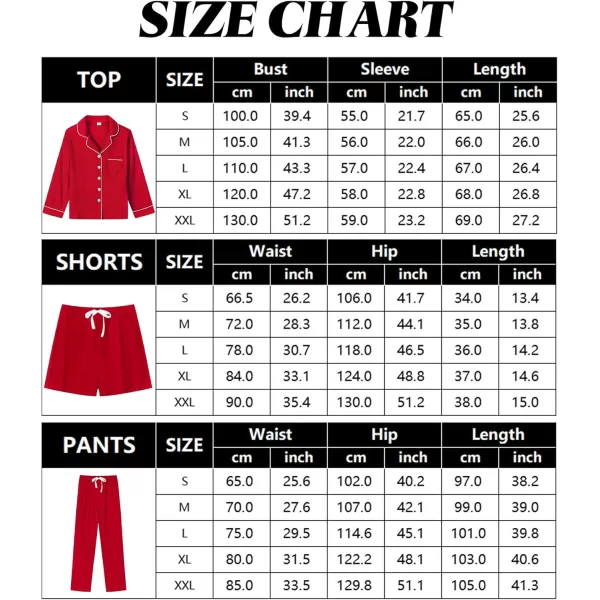 imageSWOMOG Womens 3pcs Button Down Pajamas Set Short Sleeve Sleepwear Bride Pj Lounge Set with Long PantsLong Sleeve Red