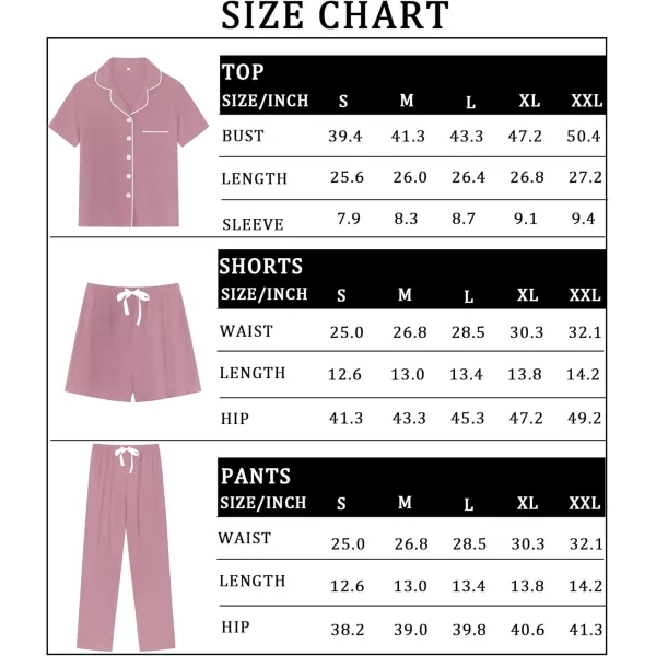 imageSWOMOG Womens 3pcs Button Down Pajamas Set Short Sleeve Sleepwear Bride Pj Lounge Set with Long PantsTaro Purple