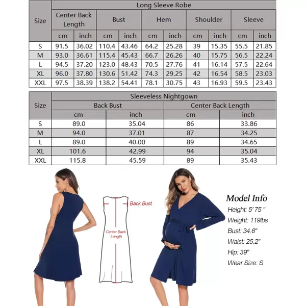 imageSWOMOG Women Maternity Nursing Gown and Robe Set 3 in 1 Labor Delivery Nursing Nightgown for Breastfeeding Hospital BathrobeAnavy Blue