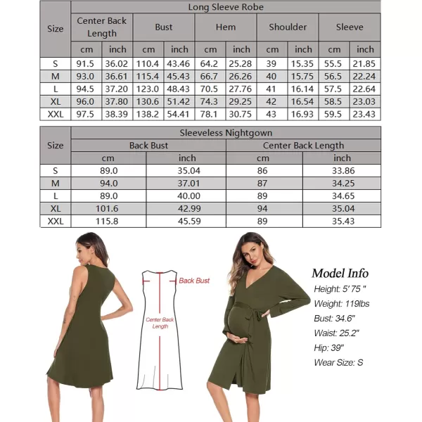 imageSWOMOG Women Maternity Nursing Gown and Robe Set 3 in 1 Labor Delivery Nursing Nightgown for Breastfeeding Hospital BathrobeArmy Green