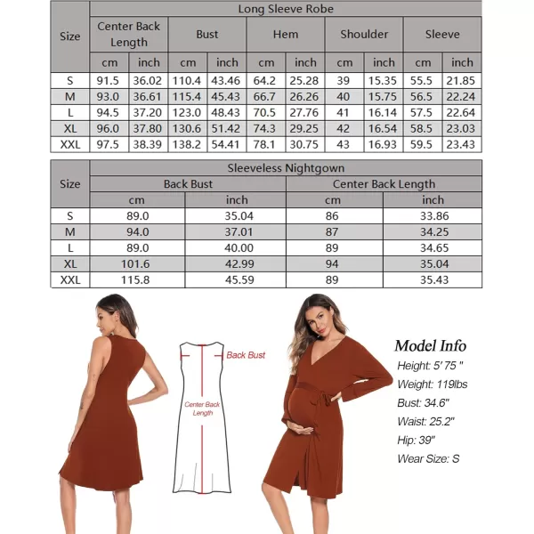 imageSWOMOG Women Maternity Nursing Gown and Robe Set 3 in 1 Labor Delivery Nursing Nightgown for Breastfeeding Hospital BathrobeCoffee