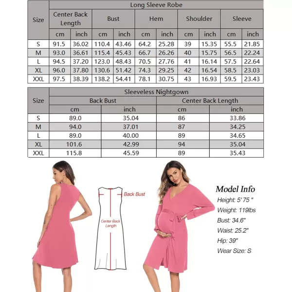 imageSWOMOG Women Maternity Nursing Gown and Robe Set 3 in 1 Labor Delivery Nursing Nightgown for Breastfeeding Hospital BathrobeCoral