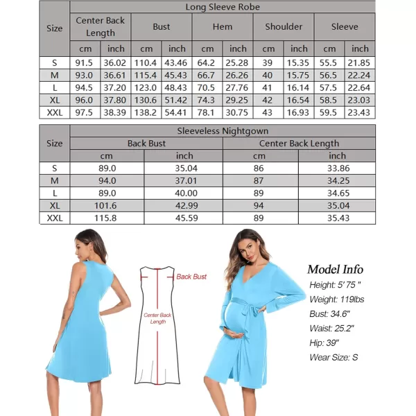 imageSWOMOG Women Maternity Nursing Gown and Robe Set 3 in 1 Labor Delivery Nursing Nightgown for Breastfeeding Hospital BathrobeLight Sky Blue