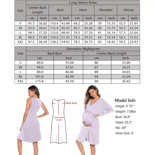 imageSWOMOG Women Maternity Nursing Gown and Robe Set 3 in 1 Labor Delivery Nursing Nightgown for Breastfeeding Hospital BathrobeLilac