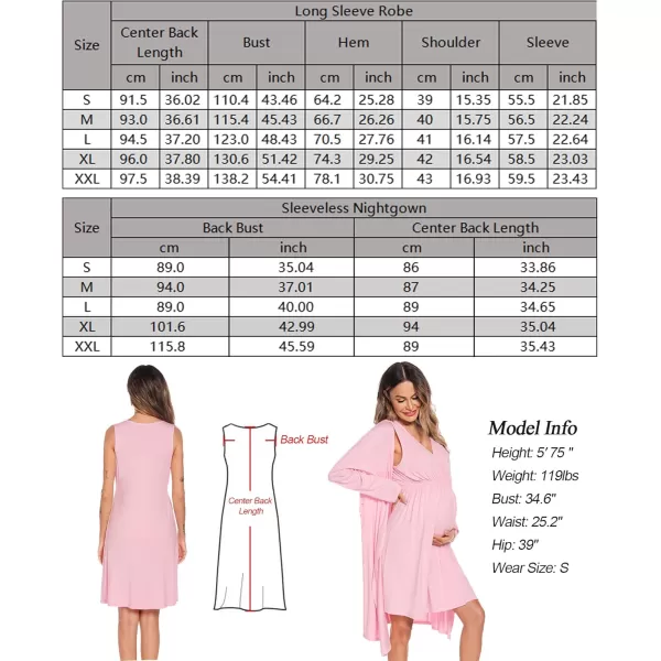 imageSWOMOG Women Maternity Nursing Gown and Robe Set 3 in 1 Labor Delivery Nursing Nightgown for Breastfeeding Hospital BathrobePink