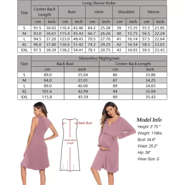 imageSWOMOG Women Maternity Nursing Gown and Robe Set 3 in 1 Labor Delivery Nursing Nightgown for Breastfeeding Hospital BathrobeTaro Purple