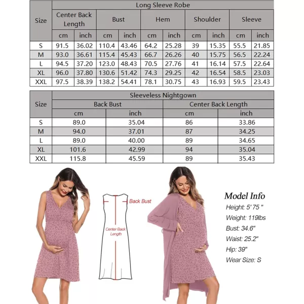 imageSWOMOG Women Maternity Nursing Gown and Robe Set 3 in 1 Labor Delivery Nursing Nightgown for Breastfeeding Hospital BathrobeTaropurple  Leopard