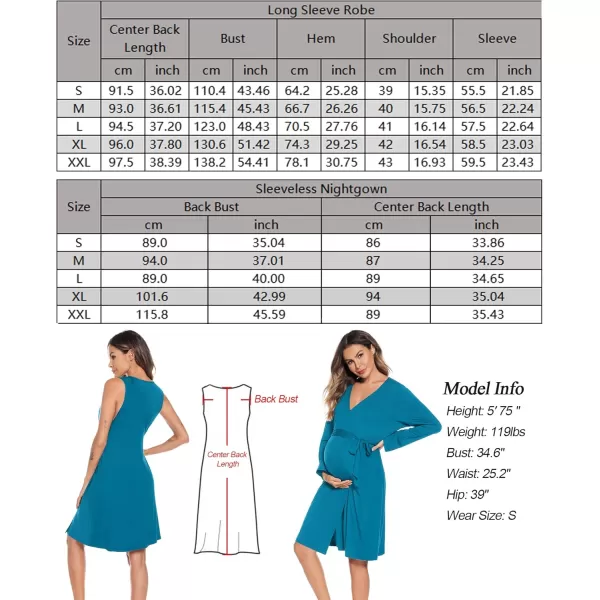 imageSWOMOG Women Maternity Nursing Gown and Robe Set 3 in 1 Labor Delivery Nursing Nightgown for Breastfeeding Hospital BathrobeTurquoise